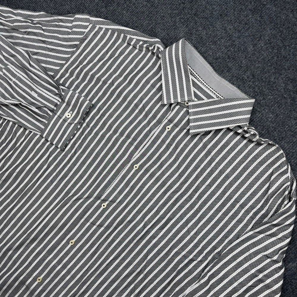Robert Graham Mens Button Down Shirt Black White Herringbone Stripe XL Y2K‎